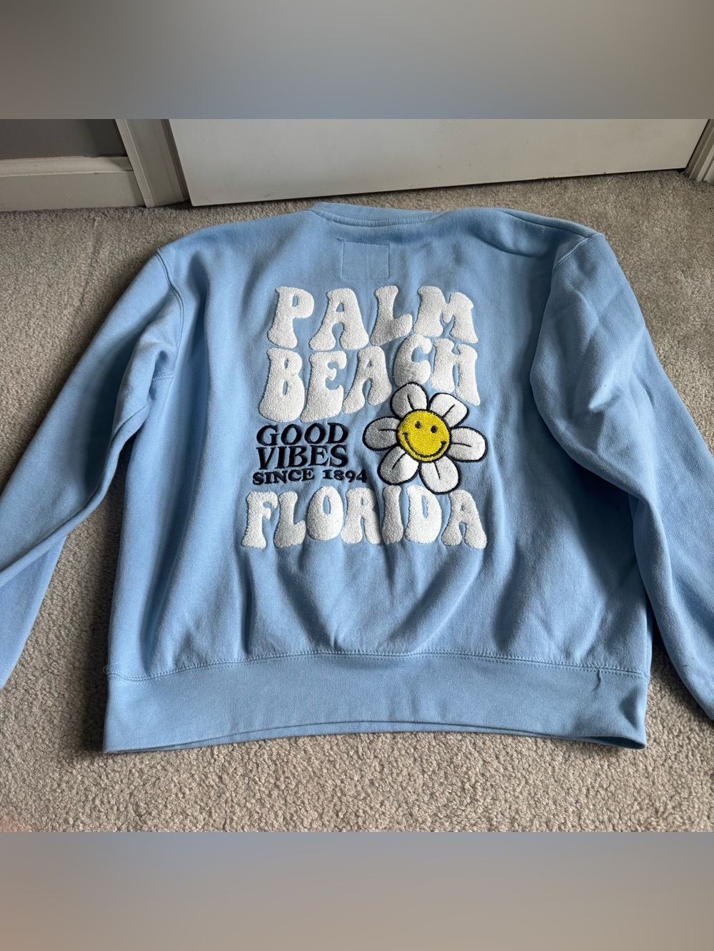 Light Blue Palm Beach Florida Summer Good Vibes Crewneck Sweatshirt Surfside